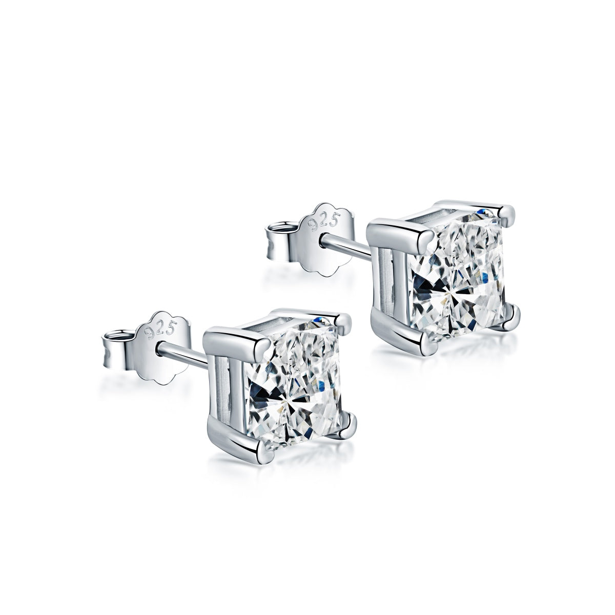 Silver Square-cut Solitaire Earrings - 1.5 carats (6mm)